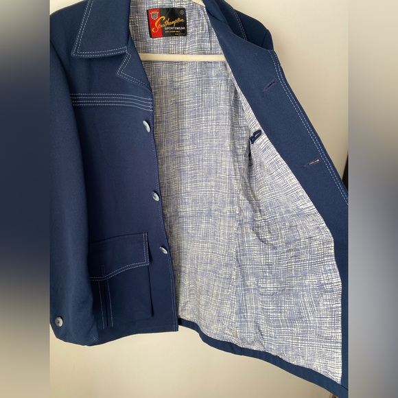 Vintage contrast stitching navy blazer - Picture 11 of 16